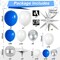 Blue White Silver Balloon Arch Kit with Explosion Star 4D Silver Foil Balloons Royal Blue Metallic Silver White Balloon Garland